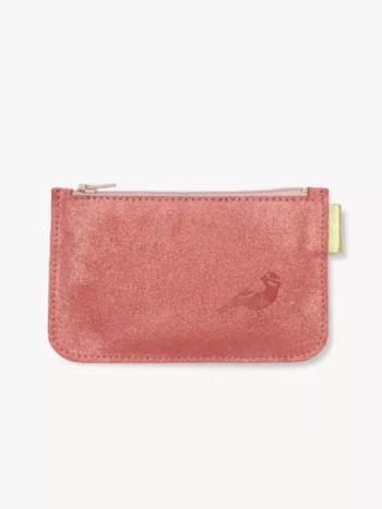 Porte monnaie cuir paillette rose fraise