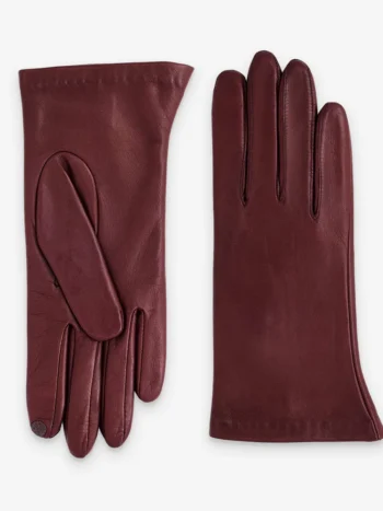 Gants cuir agneau 100% soie tactile bordeaux - Glove Story