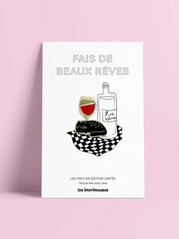 Pin's Chat et verre de vin - Les imprimeuses