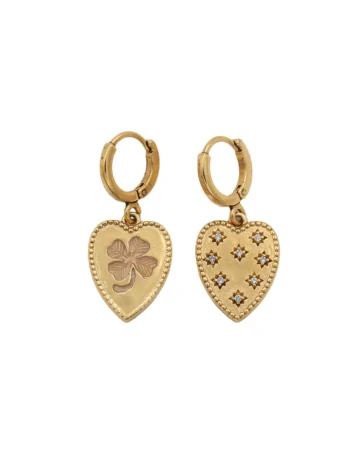 Boucles Sacha trèfle strass émail rose - LA2L