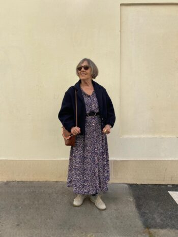 Robe Jocelyne imprimé marine - Les Roussoeurs