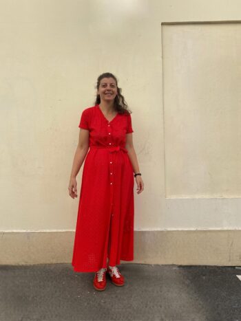 Robe Jocelyne broderie anglaise rouge - Les Roussoeurs