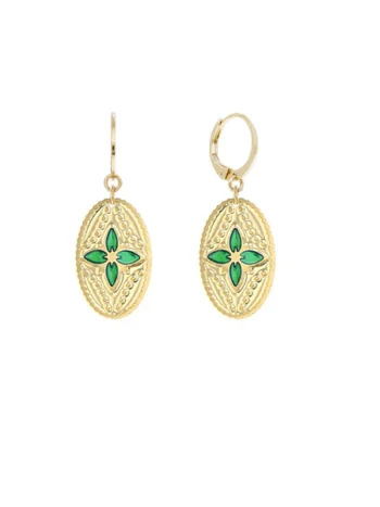 Boucles d'oreilles médaille Lotus - Laeti Trema