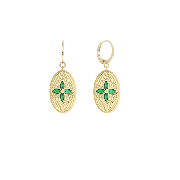 Boucles d'oreilles médaille Lotus - Laeti Trema